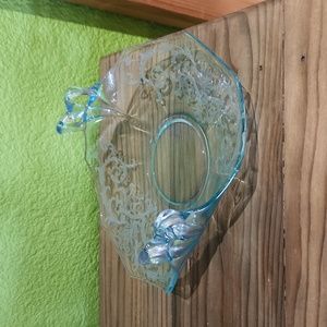 Vintage depression glass blue nut dish